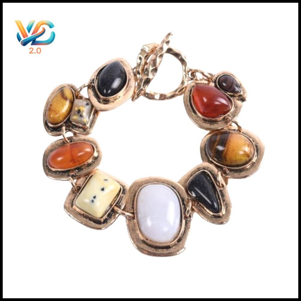 Vintage Geometric Link Bracelet Ethnic Style OT-Clasp Statement Jewelry